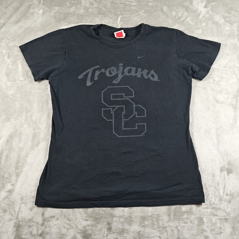 Vintage USC Trojans Shirt Womens Large Black Nike Short Sleeve Football NCAA Y2k
